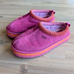 UGG Kids Pink Suede Cozy Lined Tazz Tasman Slippers Youth Size 4